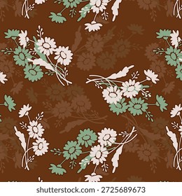 Padrão floral abstrato vibrante com formas orgânicas fluidas, texturas em camadas e cores harmoniosas, projetado para impressão de tecido moderno e adequado para moda ou decoração de casa.