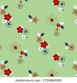 Lebhaftes abstraktes Blumenmuster mit fließenden organischen Formen, geschichteten Texturen und harmonischen Farben, das für den modernen Stoffdruck konzipiert und für Mode oder Hausdekor geeignet ist.