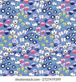 Padrão floral abstrato vibrante com formas orgânicas fluidas, texturas em camadas e cores harmoniosas, projetado para impressão de tecido moderno e adequado para moda ou decoração de casa.