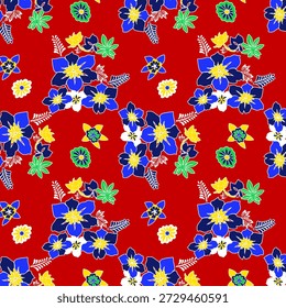 Patrón floral abstracto vibrante con Formas orgánicas que fluyen, texturas en capas y colores armoniosos, diseñado para la impresión de telas modernas y adecuado para la decoración de la moda o el hogar.