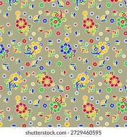 Patrón floral abstracto vibrante con Formas orgánicas que fluyen, texturas en capas y colores armoniosos, diseñado para la impresión de telas modernas y adecuado para la decoración de la moda o el hogar.