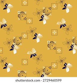 Patrón floral abstracto vibrante con Formas orgánicas que fluyen, texturas en capas y colores armoniosos, diseñado para la impresión de telas modernas y adecuado para la decoración de la moda o el hogar.
