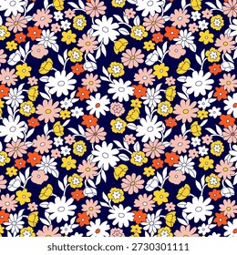 Patrón floral abstracto vibrante con Formas orgánicas fluidas, texturas en capas y colores armoniosos, diseñado para la impresión de tela moderna y adecuado para la decoración de moda o el hogar.