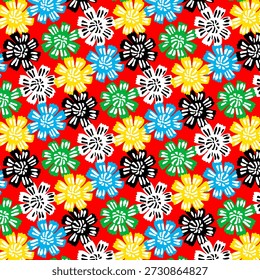 Patrón floral abstracto vibrante con Formas orgánicas fluidas, texturas en capas y colores armoniosos, diseñado para la impresión de tela moderna y adecuado para la decoración de moda o el hogar.