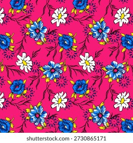 Patrón floral abstracto vibrante con Formas orgánicas fluidas, texturas en capas y colores armoniosos, diseñado para la impresión de tela moderna y adecuado para la decoración de moda o el hogar.