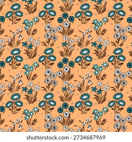 Patrón floral abstracto vibrante con Formas orgánicas fluidas, texturas en capas y colores armoniosos, diseñado para la impresión de tela moderna y adecuado para la decoración de moda o el hogar.