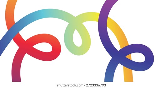 Linhas fluindo abstratas vibrantes em um espectro de cores do arco-íris criam um padrão interconectado e dinâmico, ideal como um elemento gráfico moderno ou pano de fundo de arte digital criativa