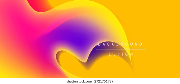Formas fluidas abstractas vibrantes se mezclan, creando un fondo colorido dinámico. El texto lee el diseño de fondo. Los Gradientes lisos dominan la composición.