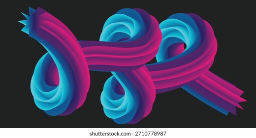 Formas fluidas abstratas vibrantes com gradientes azuis e cor-de-rosa fluindo design.