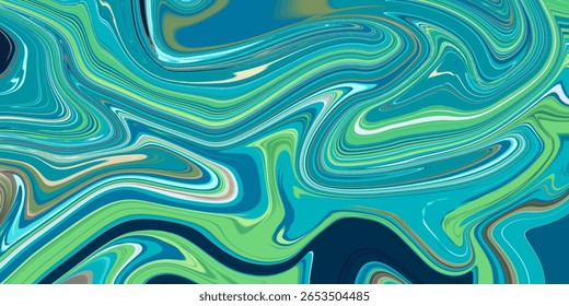 A vibrante textura em espiral de líquido abstrato em água, azul-petróleo e cal cria um fluxo energético e vibrante em mármore — ideal para fundos digitais modernos.
