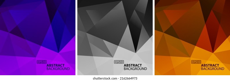 Vibrant abstract geometric backgrounds. Triangle geometric pattern texture. Vector modern technology set.