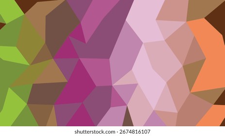 Vibrant abstract geometric low poly background with pink, purple, green, and orange colors. Scalable vector format suitable for ...
