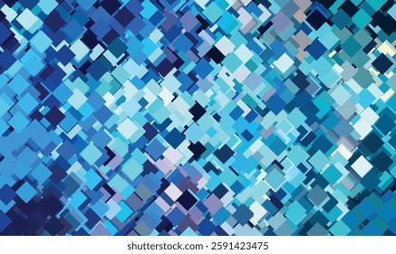 Vibrant Abstract Geometric Pattern with Blue and Cyan Squares and Rectangles in a Dynamic Mosaic Design