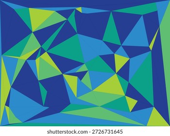 Padrão geométrico abstrato vibrante com triângulos azuis e verdes