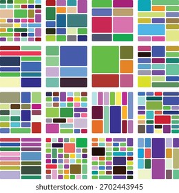 Vibrant abstract geometric pattern with diverse colored rectangular shapes