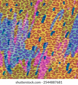 A vibrant, abstract geometric pattern in Memphis style featuring bold colors, dynamic shapes, and playful textures. Perfect for modern design projects, this vector illustration is ideal for