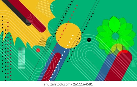Vibrant Abstract Geometric Shapes Background – Colorful, Futuristic, Gradient, Retro, Modern, Pattern, Minimal, Design, Vector