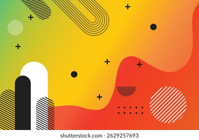Fondo de Formas geométricas abstractas vibrantes, colorido, futurista, degradado, retro, moderno, patrón, mínimo, diseño, Vector