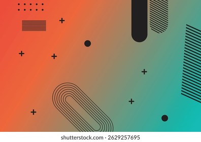 Plano de fundo de formas geométricas abstratas vibrantes , colorido, futurista, gradiente, retro, moderno, padrão, mínimo, design, vetor