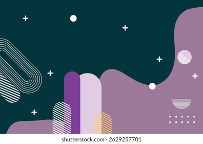 Lebendige abstrakte geometrische Formen Hintergrund , bunt, futuristisch, Farbverlauf, Retro, modern, Muster, minimal, Design, Vektor