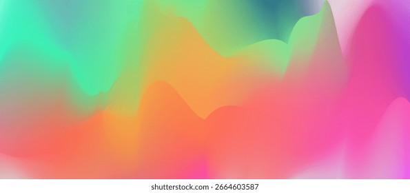 Fondo degradado abstracto vibrante con coloridas Formas de mezcla suave en tonos rosa, naranja, verde y azul.