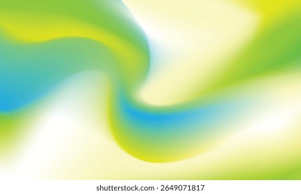 Vibrant abstract gradient background with flowing green, yellow, and blue hues. Smooth, modern, and minimal fluid design ideal for tech, wellness, or nature themes. vector design.