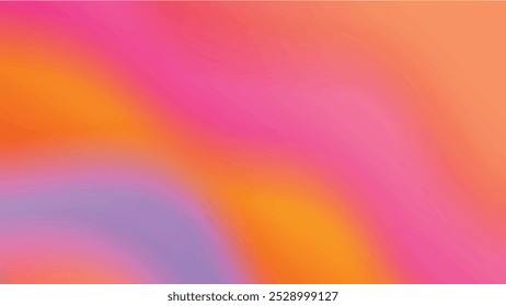 Fundo de gradiente abstrato vibrante com uma mistura suave de tons rosa, laranja, amarelo e roxo. Ideal para sites, apresentações e designs gráficos. Humor quente e energético com textura macia