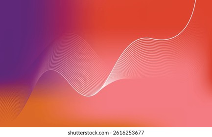 Vibrant Abstract Gradient Wave Background. Purple Orange Red Flow Design