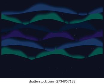 Vibrant abstract gradient waves flowing in a digital night sky with cool tones, futuristic design, and a serene, modern aesthetic