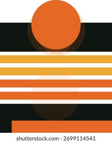 A vibrant and abstract graphic design featuring a dynamic interplay of geometric shapes and bold colors, suitable for modern branding and creative projects.