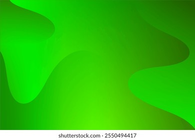 Vibrant Abstract Green Background with Fluid Shapes and Waves