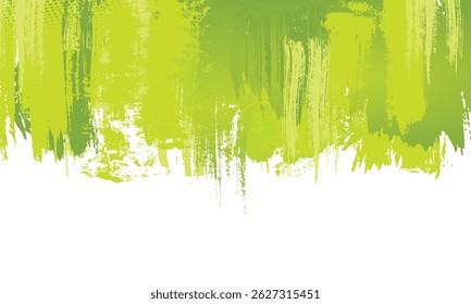 Vibrant abstract green paint stroke texture on white background