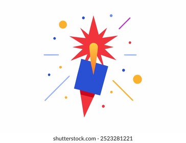 A vibrant and abstract illustration of a firework exploding, perfect for adding a festive touch to your projects. This graphic is ideal for celebrating special occasions, holidays, or any event.