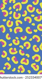 Vibrant abstract image with a blue background and random organic shapes in neon green and pink, creating a playful and eye-catching pattern that captures attention instantly.