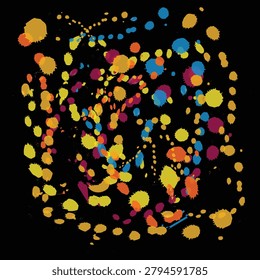 Vibrant abstract image with bright geometric shapes in a dark, dynamic setting perfect for creative and modern designs.