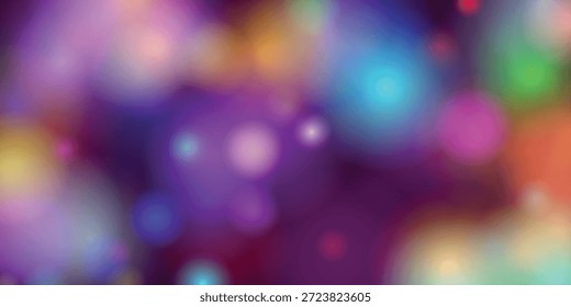 A vibrant and abstract image featuring a collection of colorful bokeh lights. The lights are blurred and out of focus, creating a dreamy and whimsical atmosphere. The colors include shades of purple, blue, pink, and green, blending together to form a mesmerizing visual effect.