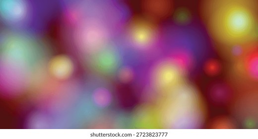 Ein lebendiges und abstraktes Bild mit einer Sammlung bunter Bokeh-Lichter. Die Lichter sind unscharf und erzeugen einen verträumten und künstlerischen Effekt mit einer Mischung aus violetten, gelben, grünen und roten Farbtönen. Das Bild ruft ein Gefühl von Wärme und Kreativität hervor, perfekt für künstlerische oder dekorative Zwecke.