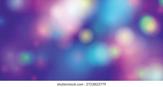 Una Imagen vibrante y abstracta con un efecto bokeh colorido. El fondo es una mezcla de tonos azules, púrpuras y rosados con numerosos puntos de luz circulares dispersos por todas partes. La Imagen tiene una cualidad de ensueño y etérea, creando una sensación de profundidad y misterio.