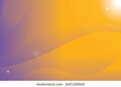 A vibrant abstract image featuring a gradient blend of purple and yellow hues. Smooth, flowing waves create a dynamic yet serene visual effect, accented by subtle lens flares.
