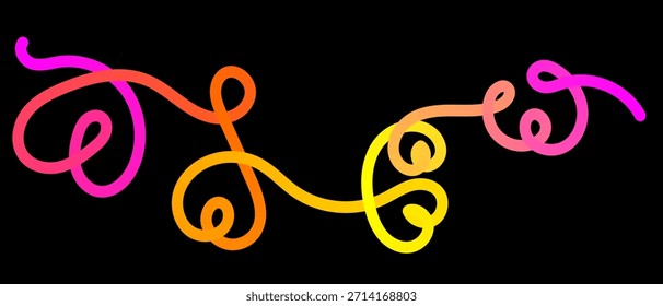 Una vibrante Imagen abstracta con una serie de líneas onduladas y fluidas sobre un fondo negro. Las líneas muestran un degradado suave de colores, en transición de rosa brillante a la izquierda y a la derecha