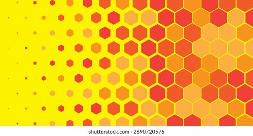Uma imagem abstrata vibrante com um padrão hexagonal em vários tons de amarelo. O design apresenta um efeito de gradiente, misturando tons claros e amarelos escuros para criar profundidade e textura