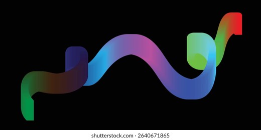 Vibrant, Abstract, Intertwined Shapes on a Black Background. Dynamic abstract design featuring intertwined, colorful, 3D-like shapes.