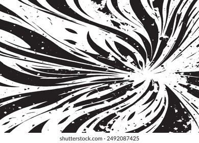 Vibrant Abstract Layered black and white Texture on White Background 