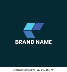 Símbolo Corporativa moderno de la marca del diseño Abstractas vibrante del logotipo de la letra C, símbolo geométrico del chevrón del cubo de la flecha en el icono azul de la Tecnología de Digitaces del degradado