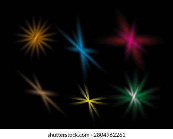 Vibrant Abstract Light Bursts on Black Background for Creative Design