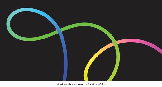 Vibrant Abstract Lines Intertwining on a Black Background. A dynamic image featuring interwoven, colorful lines in various shades of the rainbow against a solid black backdrop.
