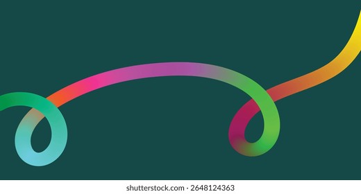 Vibrant Abstract Lines on a Dark Background. This image features a dynamic composition of colorful, curved lines against a deep teal or dark green backdrop.