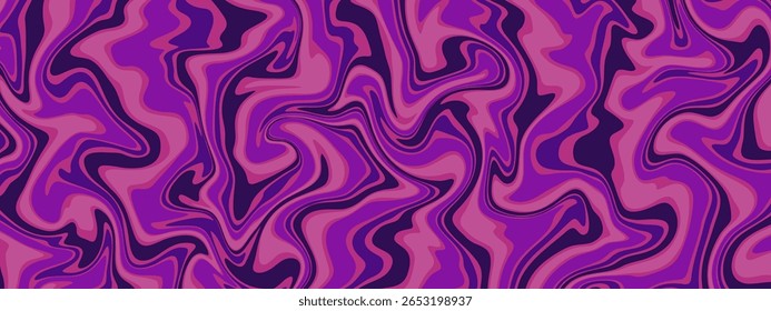 Um fundo de mármore líquido vibrante e abstrato com redemoinhos psicodélicos de roxo, rosa e violeta.