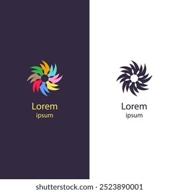 Vibrant abstract logo with swirling petal shapes forming a circular pattern. Perfect for branding, creative businesses, and corporate identity with a dynamic and colorful appeal.
