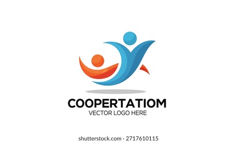 Un logotipo vibrante y abstracto con dos figuras parecidas a las humanas, una naranja y otra azul, entrelazadas para representar la unidad, la Asistencia y el esfuerzo colaborativo. El diseño es fluido y moderno.